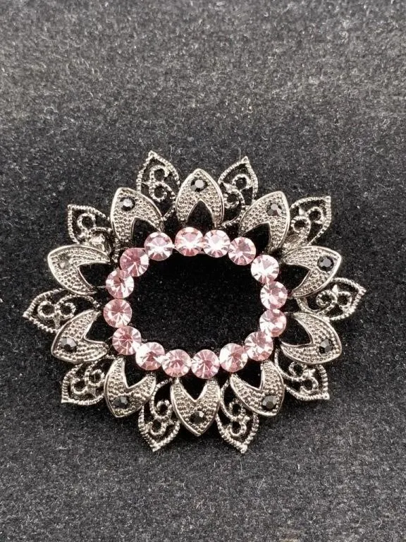 Pink Rhinestone Brooch