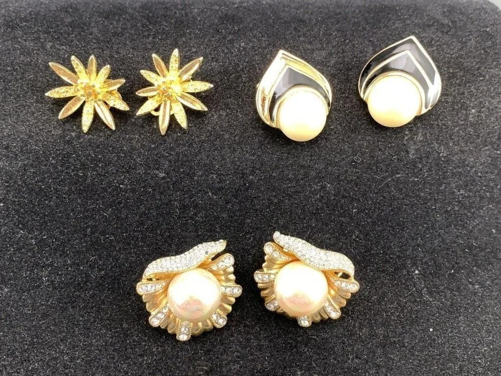 3 Pairs of Clip On Earrings