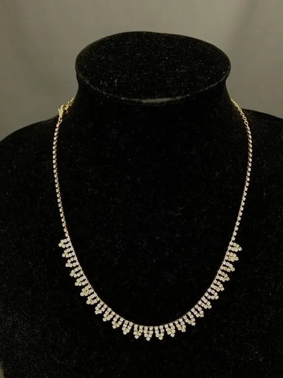 Gold Tone Rhinestone Necklace