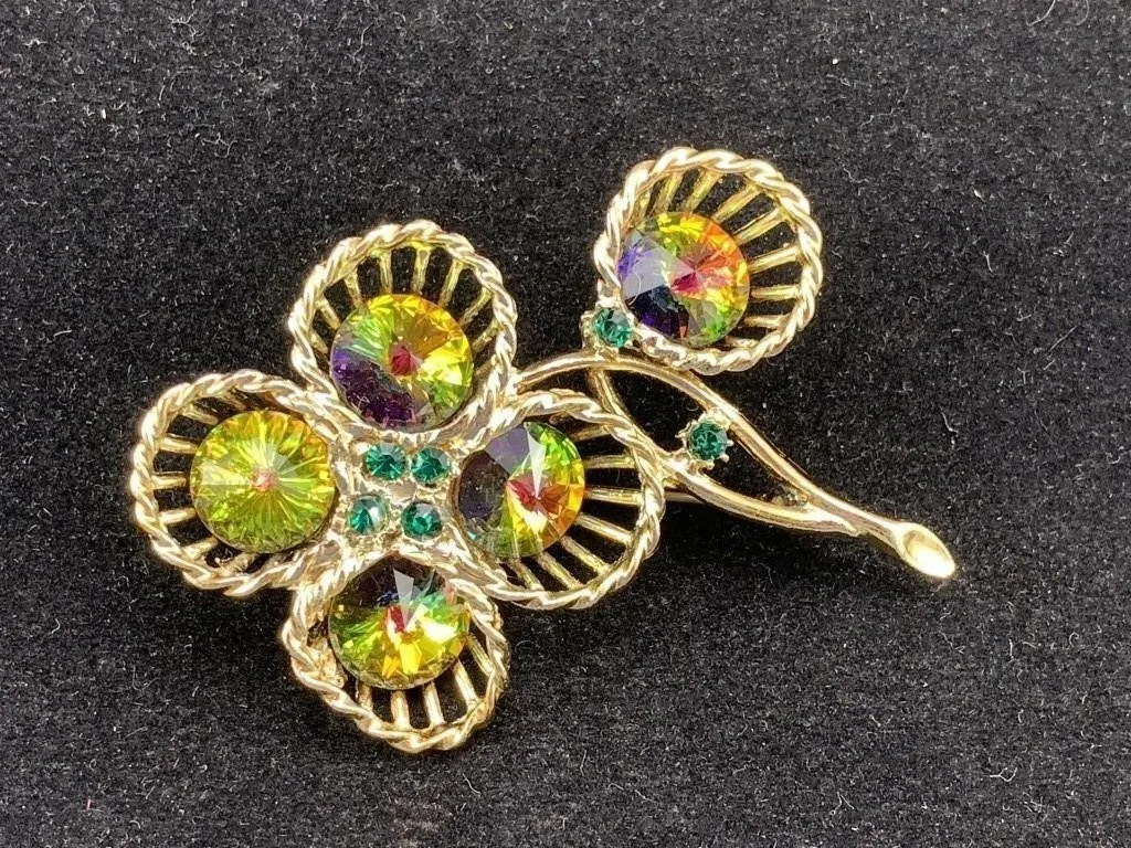 Rhinestone Floral Brooch