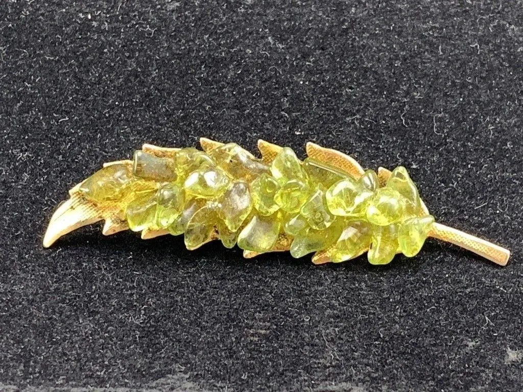 Green Peridot Leaf Brooch