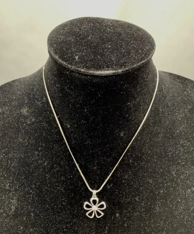 Sterling Flower Pendant Necklace