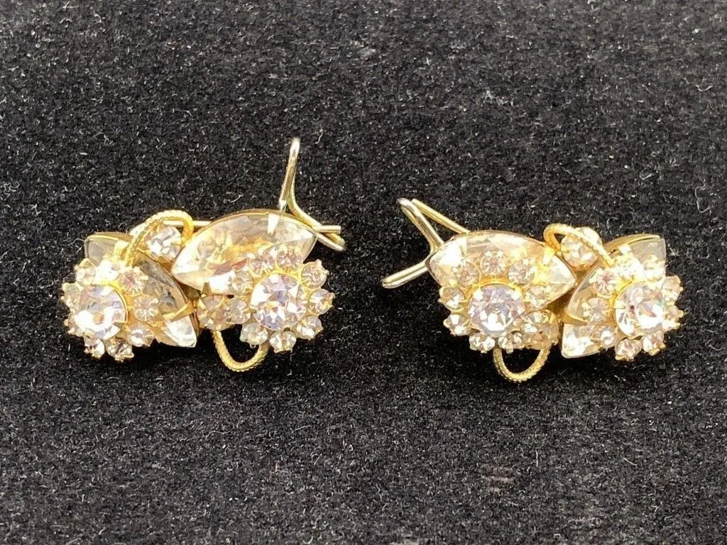 Gold Tone Rhinestone Earrings