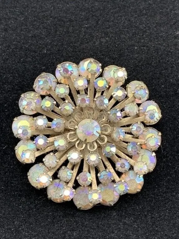 Aurora Borealis Rhinestone Brooch