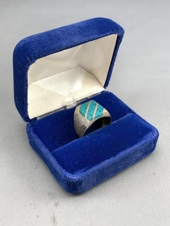 Men's Sterling Ring w Turquoise Accents