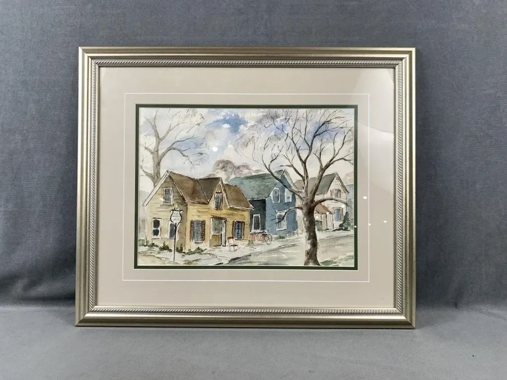 Neighborhood Watercolor Painting Signed By ?