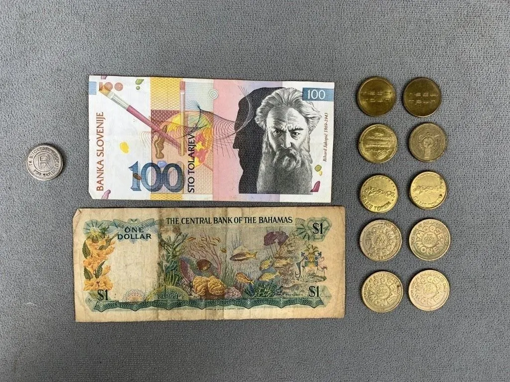 Collection of International Currency and Tokens