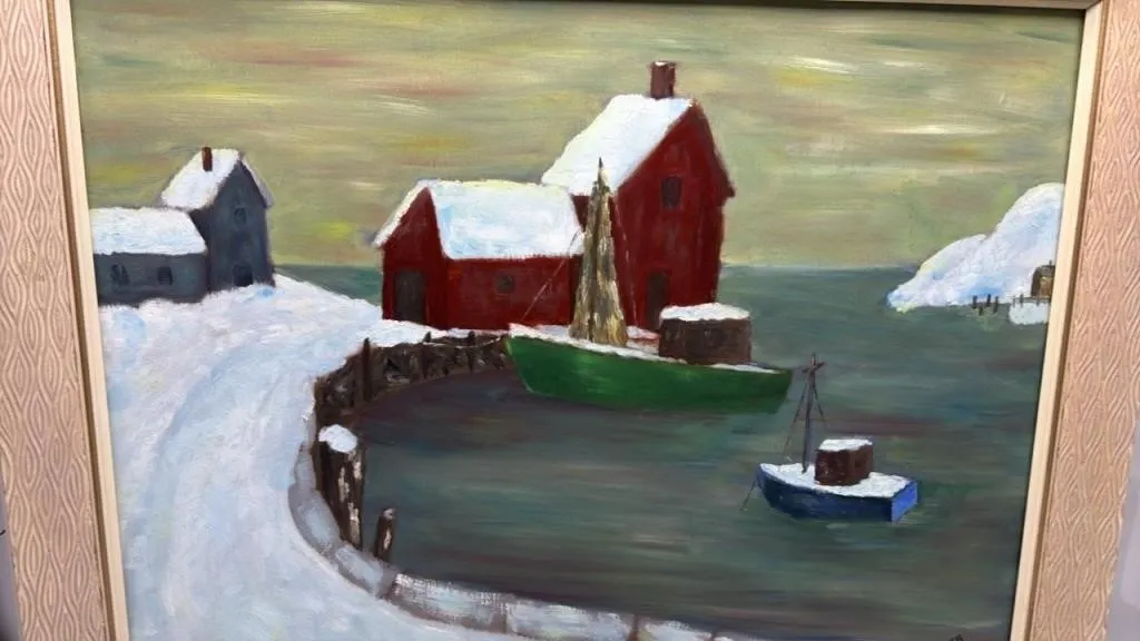 Vintage Folk Art Original Oil Painting Signed
