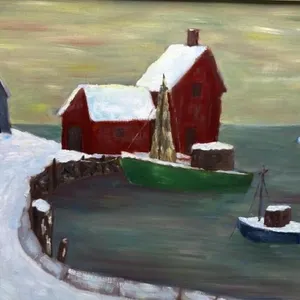 Vintage Folk Art Original Oil Painting Signed