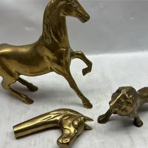 Vintage Brass Horse Lion &  horse head lot