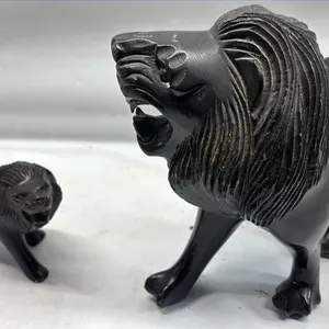 Vintage Wood Lion lot of 2 Carved wood