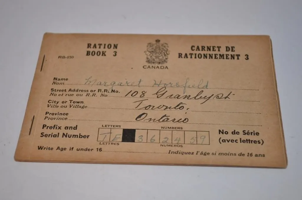 Authentic World War II Canadian Ration Book 3