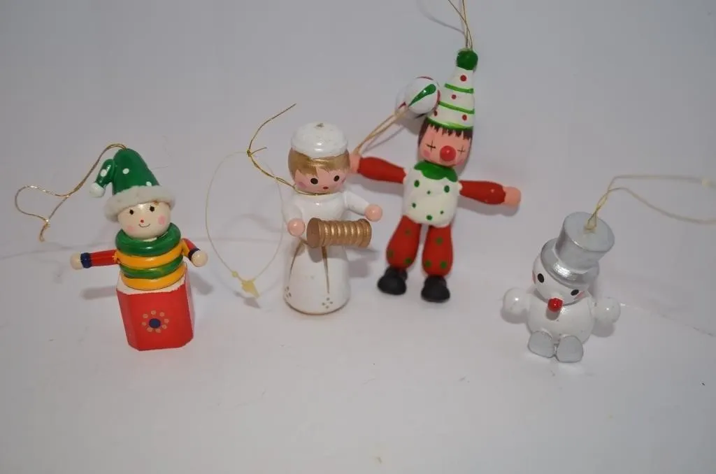 Hand-painted wooden Christmas tree ornaments