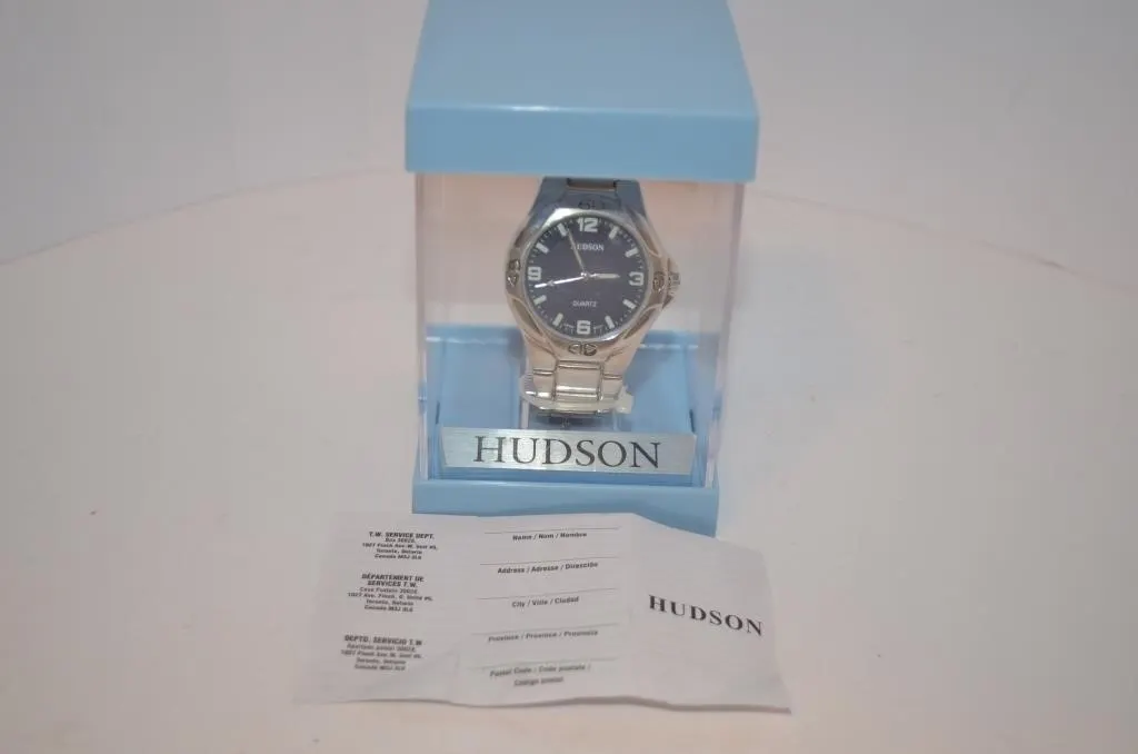 Silver-tone Hudson quartz wristwatch featuring a