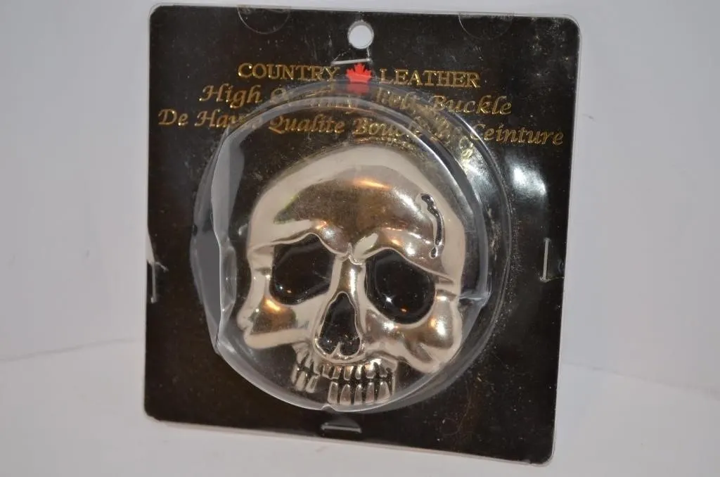 Country Leather silver-tone metal skull belt