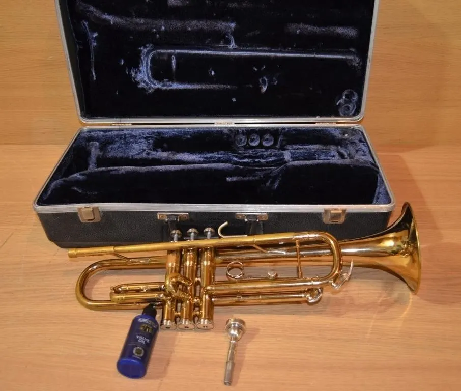 Vintage C.G. Conn brass trumpet kit gold-lacquered
