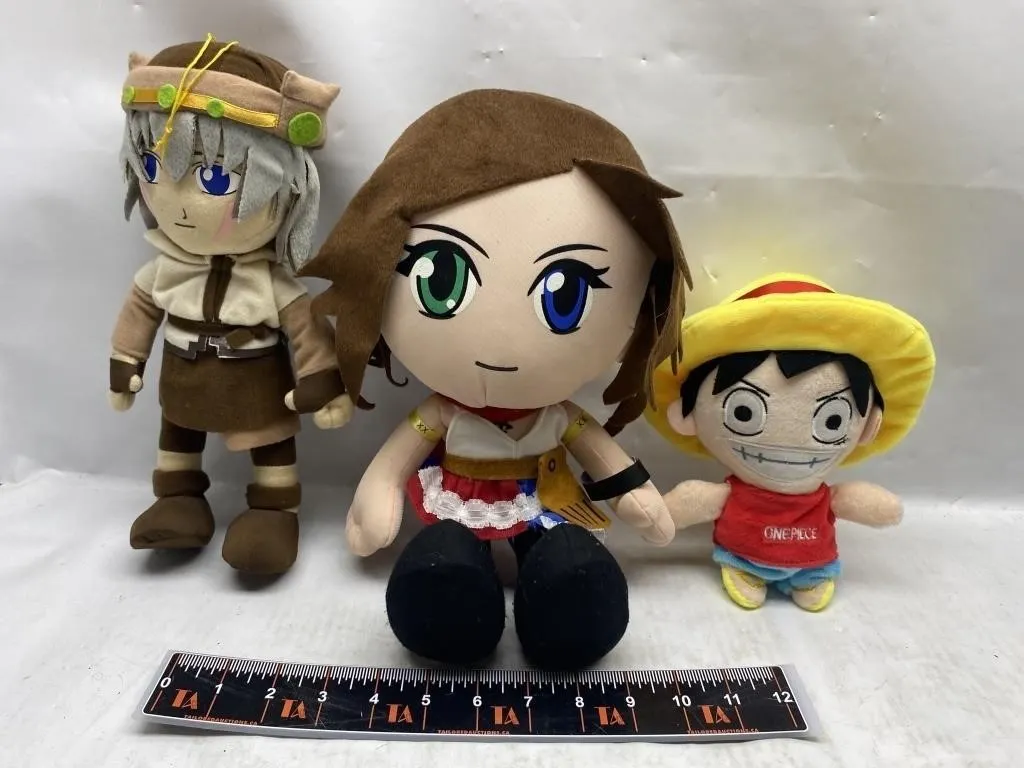 Three anime/One Piece plush toys