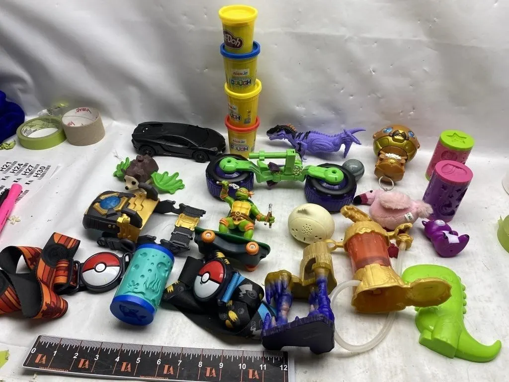 Mixed Toy Lot: TMNT, Pokemon, Dough & More