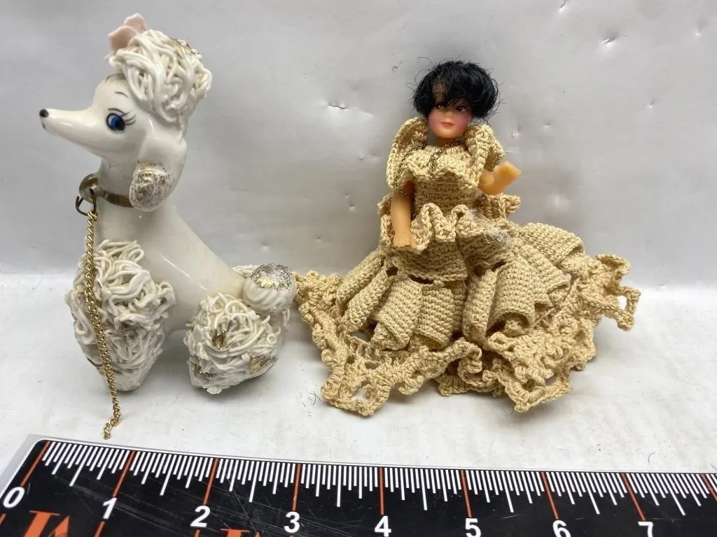Porcelain Spaghetti Poodle & Crochet-Dressed Doll