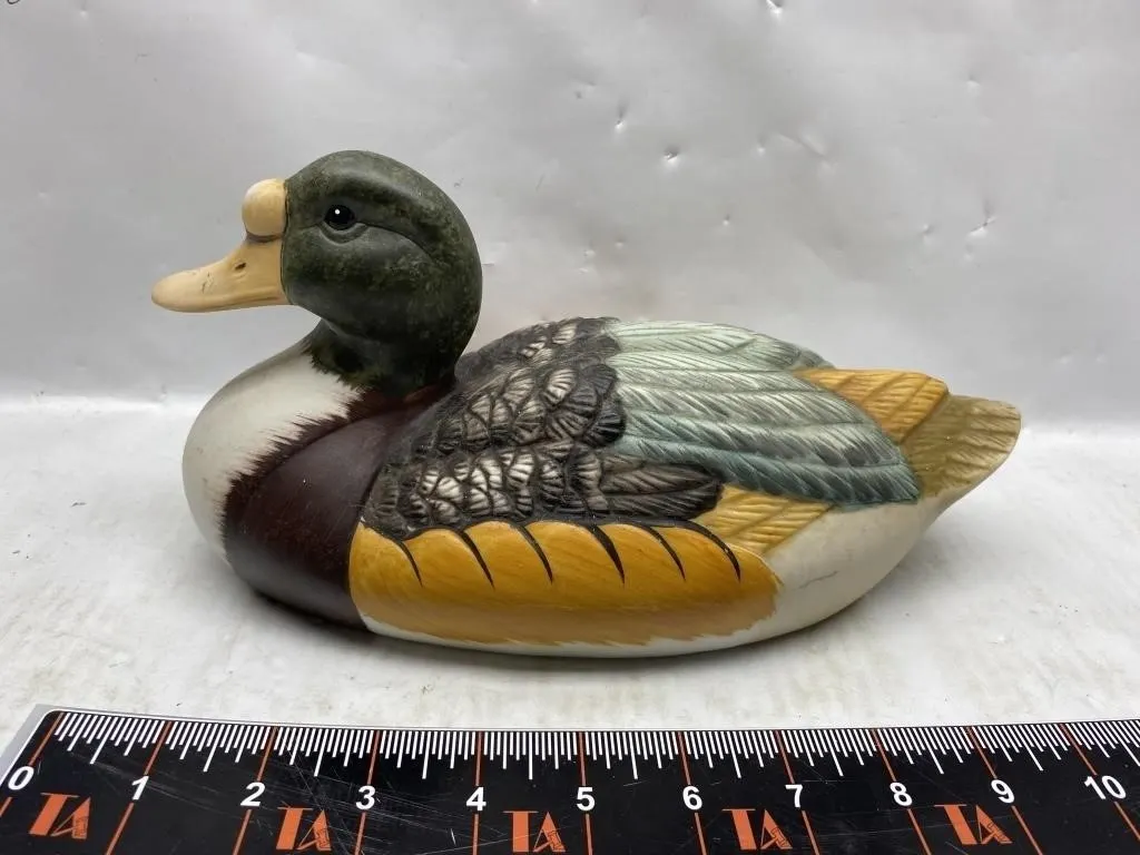 Ceramic Duck Figurine & Capodimonte Fruit Basket