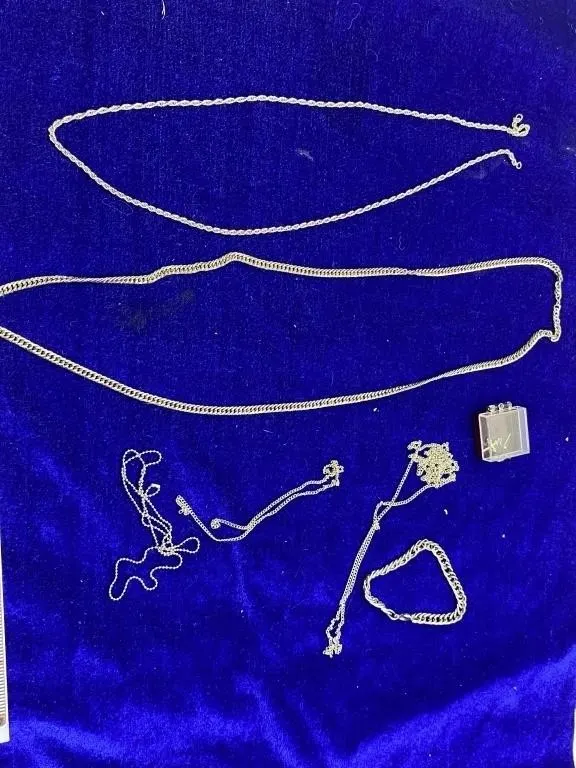 Silver-Tone Chain Necklaces & Bracelet Lot