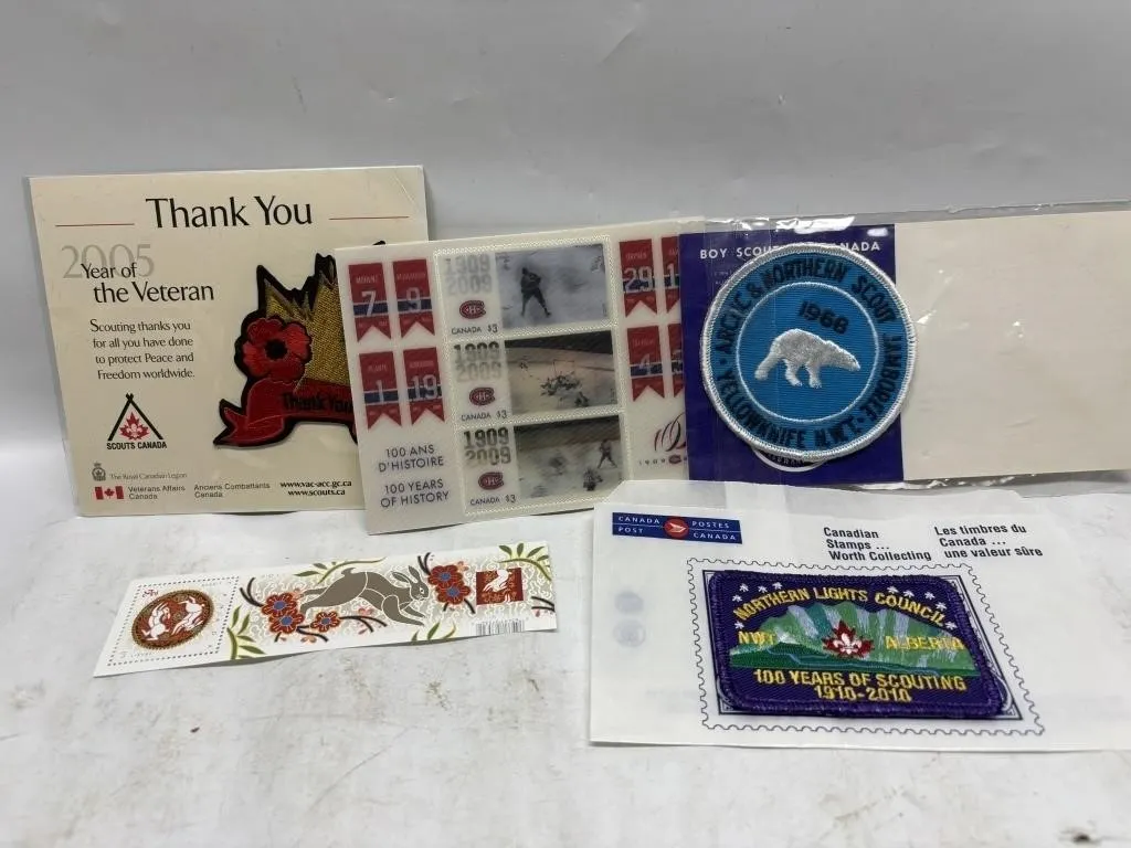 Canada Post Stamps & Scout Patches Lot