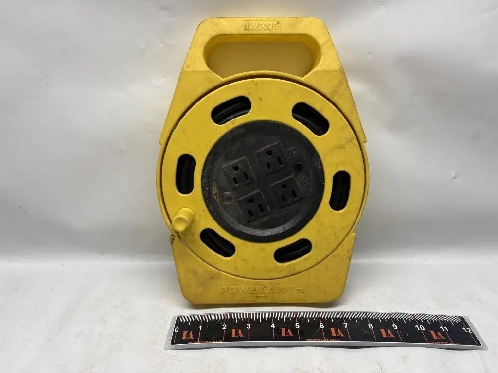 Woods PowerCaddy+ Cord Reel with 4 Outlets