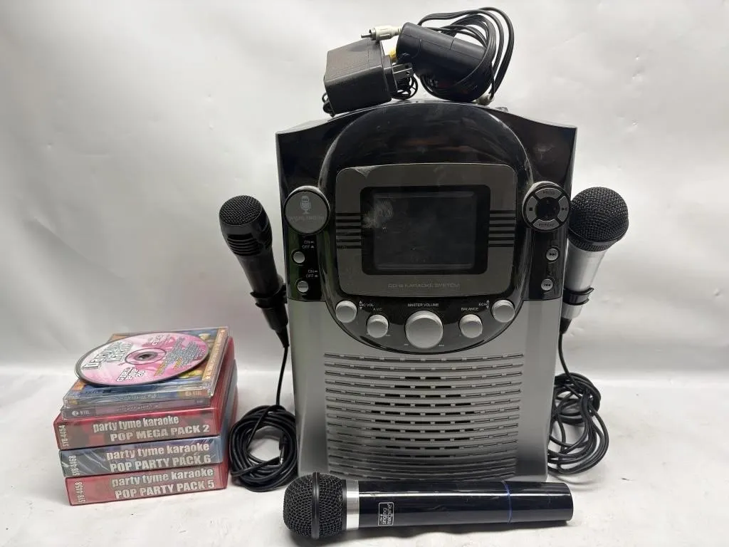 Singing Machine Karaoke System w/ Mics & CDs