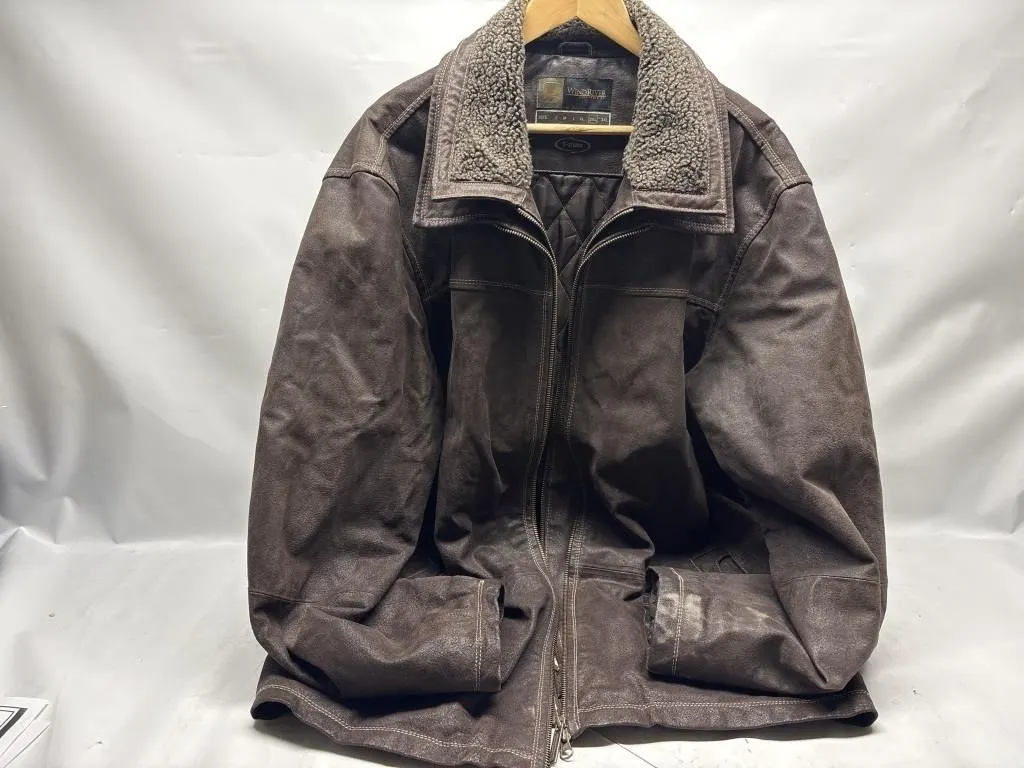WindRiver Leather Jacket with Sherpa Collar, 2XL