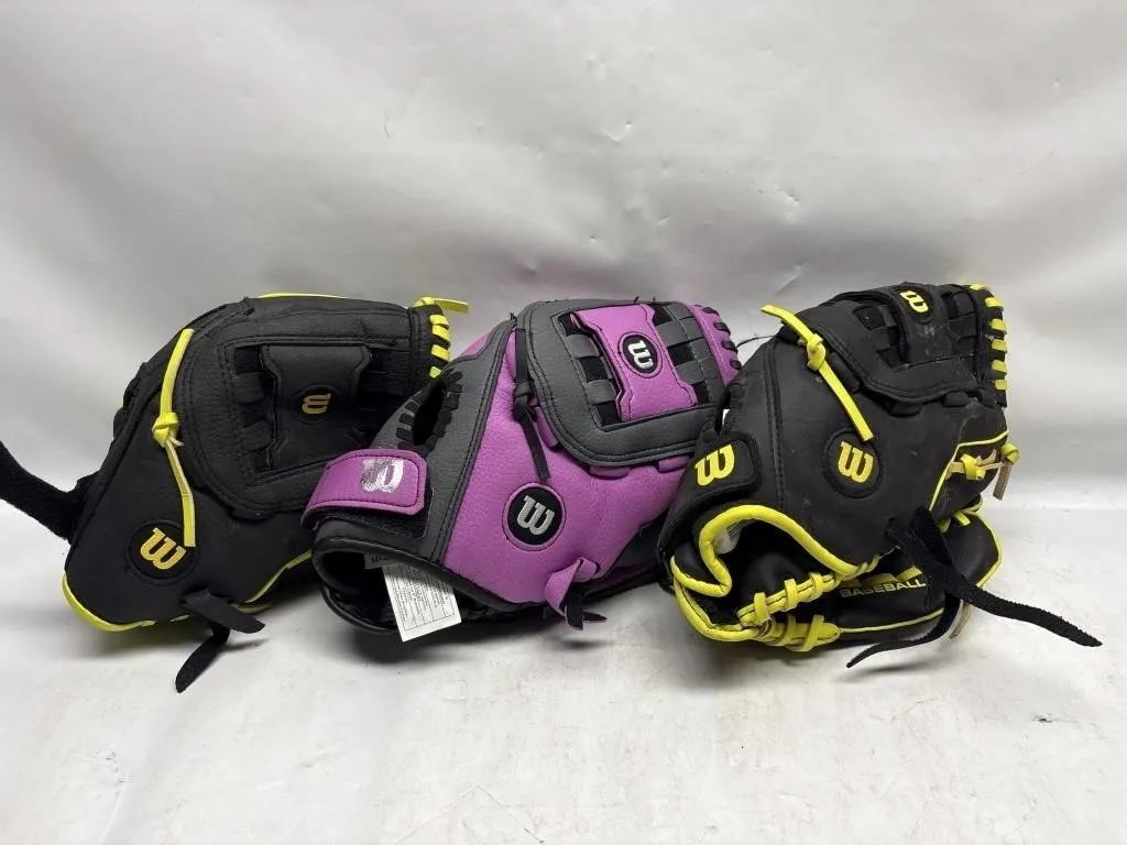 Wilson Youth Baseball Gloves, Set of 3