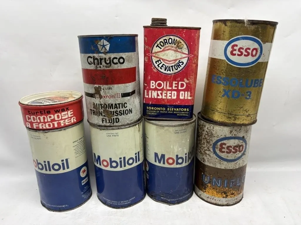 Vintage Oil Cans: Mobiloil, Esso, Chryco, Toronto