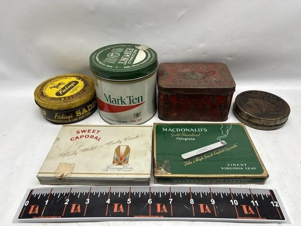 Vintage Tobacco Tins & Cigarette Boxes Assortment