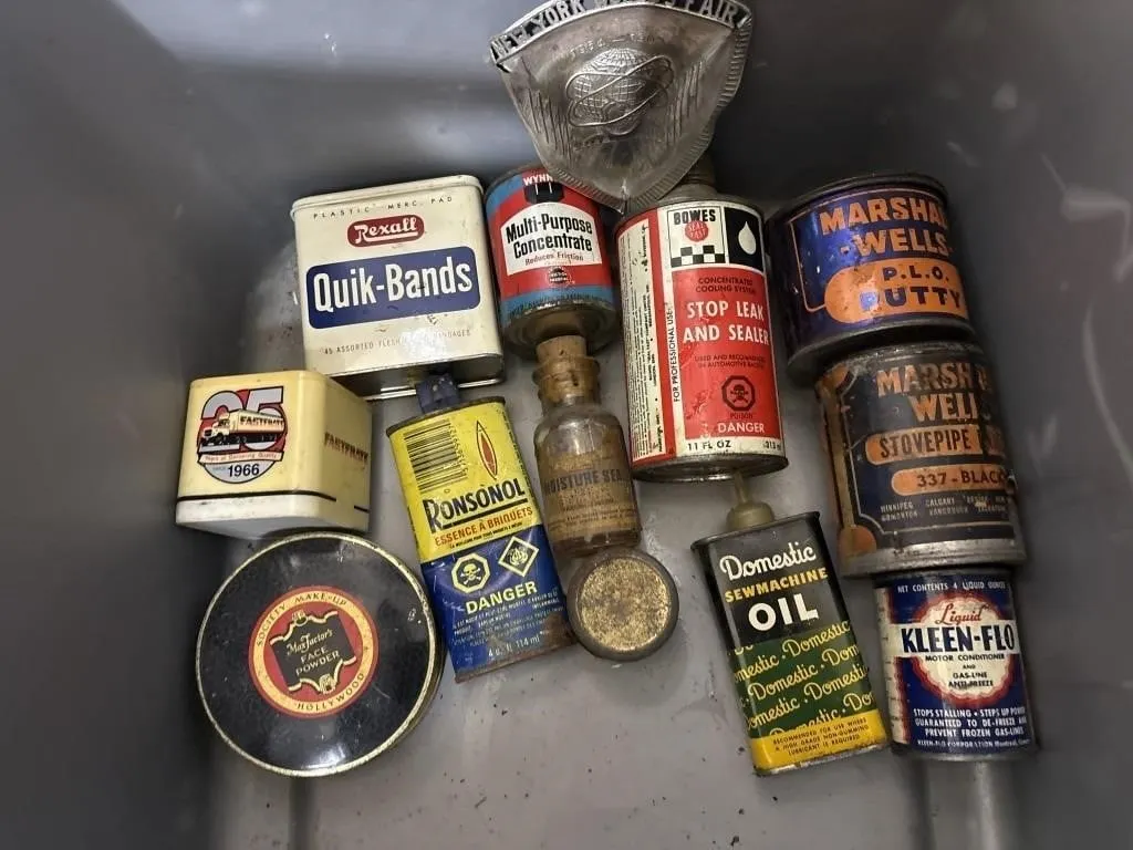 Vintage Advertising Tins & Automotive Cans Lot