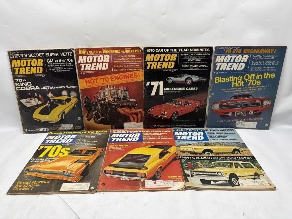 Lot of 7 Motor Trend Magazines, 1969-1970