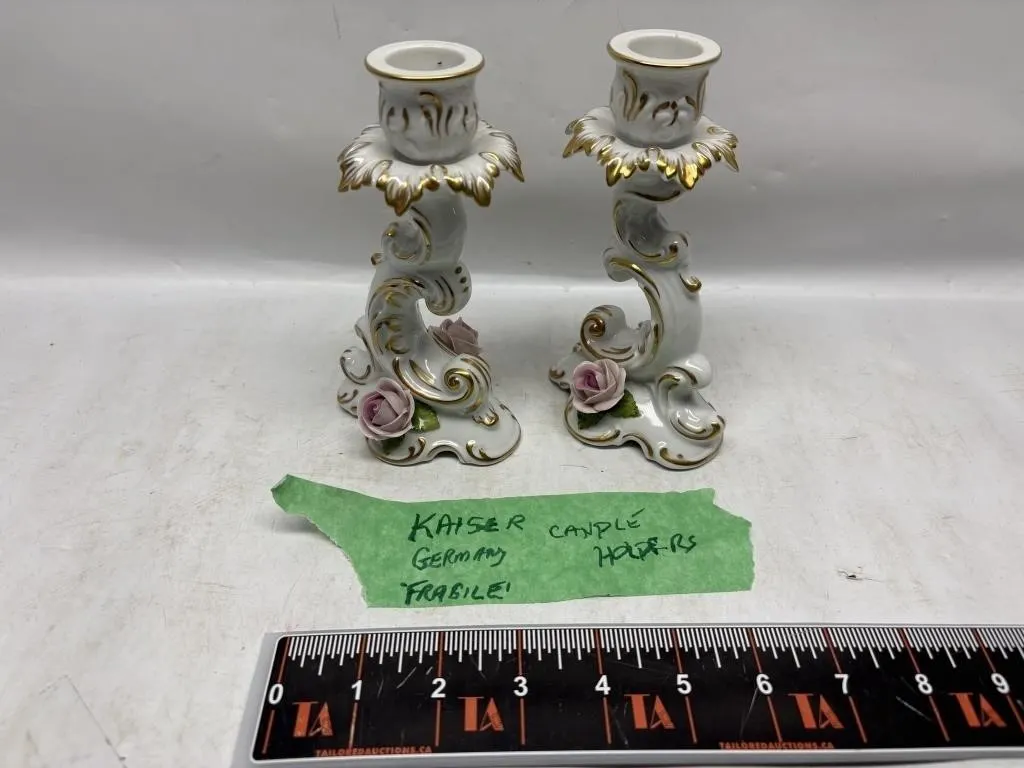 Kaiser Germany Porcelain Candlestick Holders, Pair