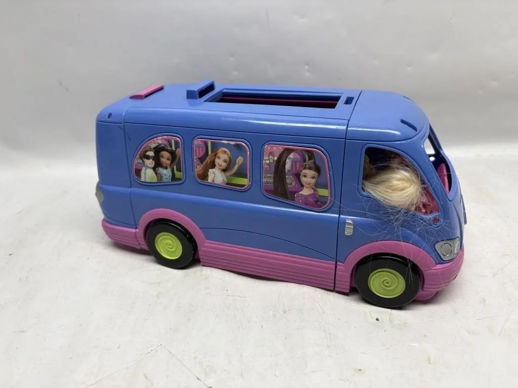 Polly Pocket Blue/Pink Toy Bus with Dolls