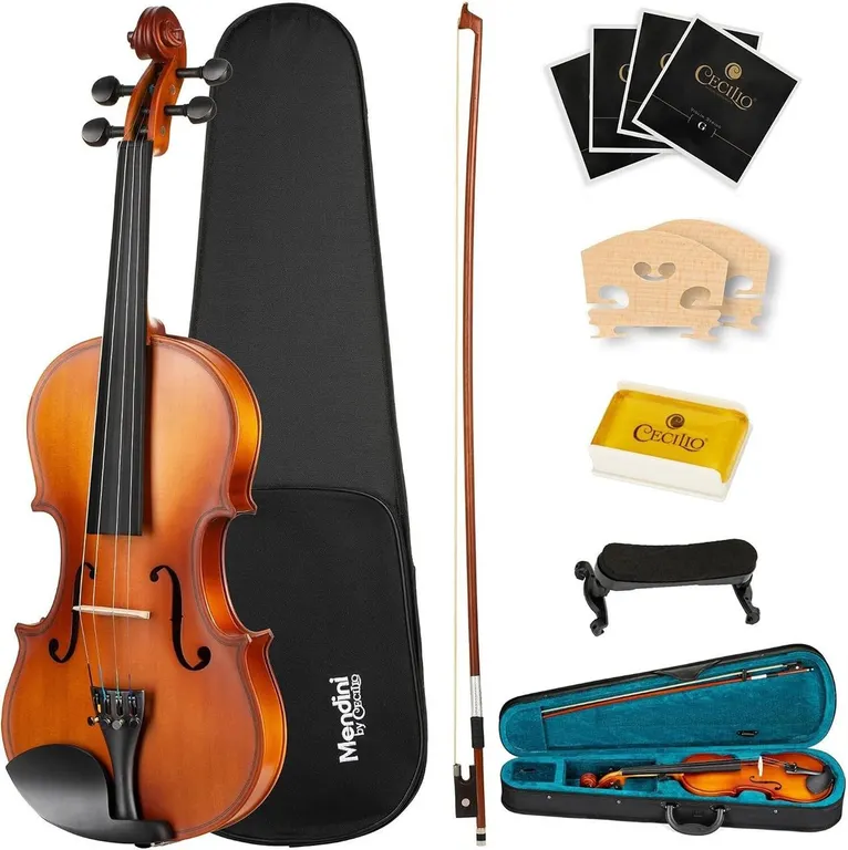 New $238 Mendini 1/4 MV300 Solid Wood Violin Kit