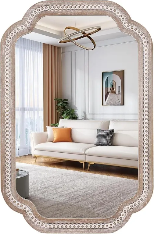 New $220 Decointo Boho Wall Mirror 36x24 Scalloped