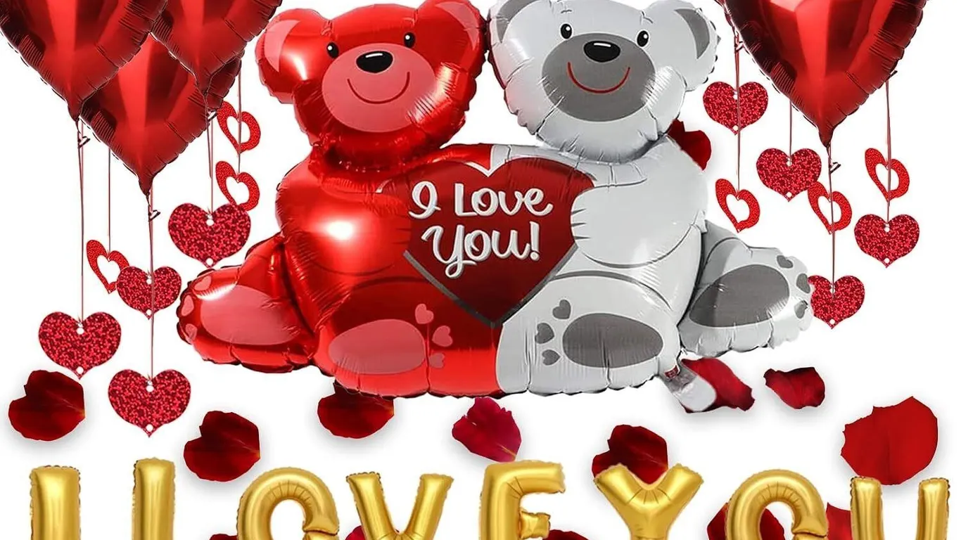 New Valentine Heart Balloons & Bear Kit