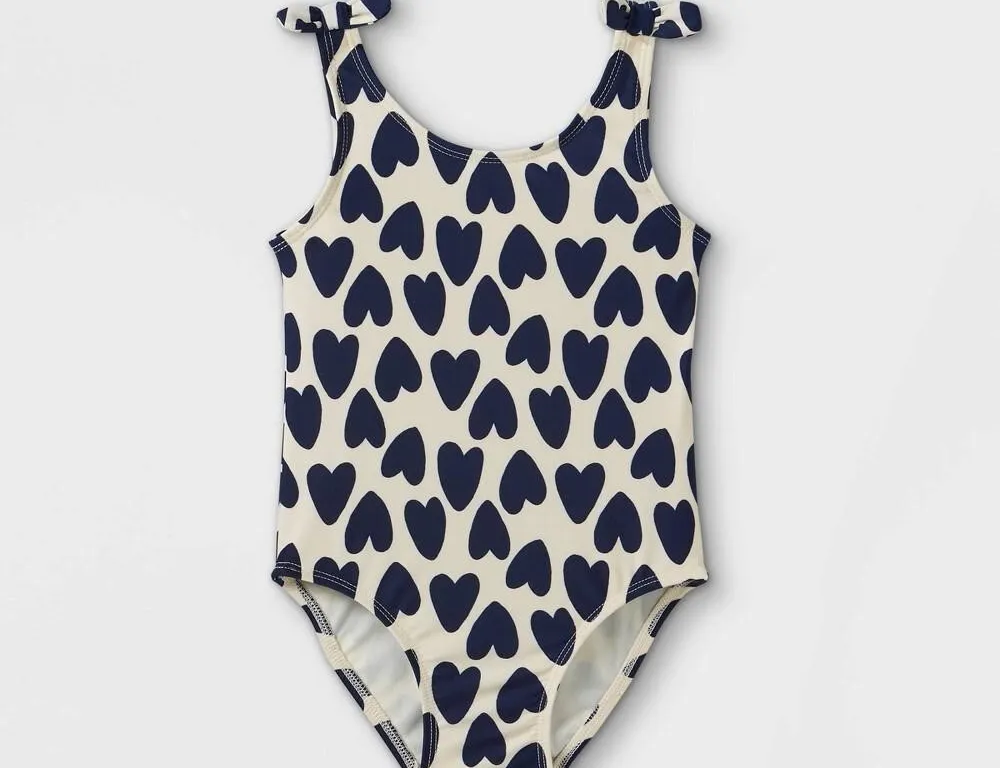 New 4T Toddler Girls' Heart Print One Piece...