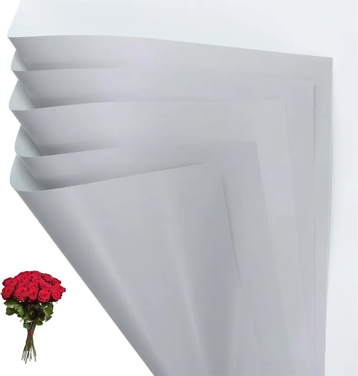 New Flower Wrapping Paper, 20 Sheets Grey