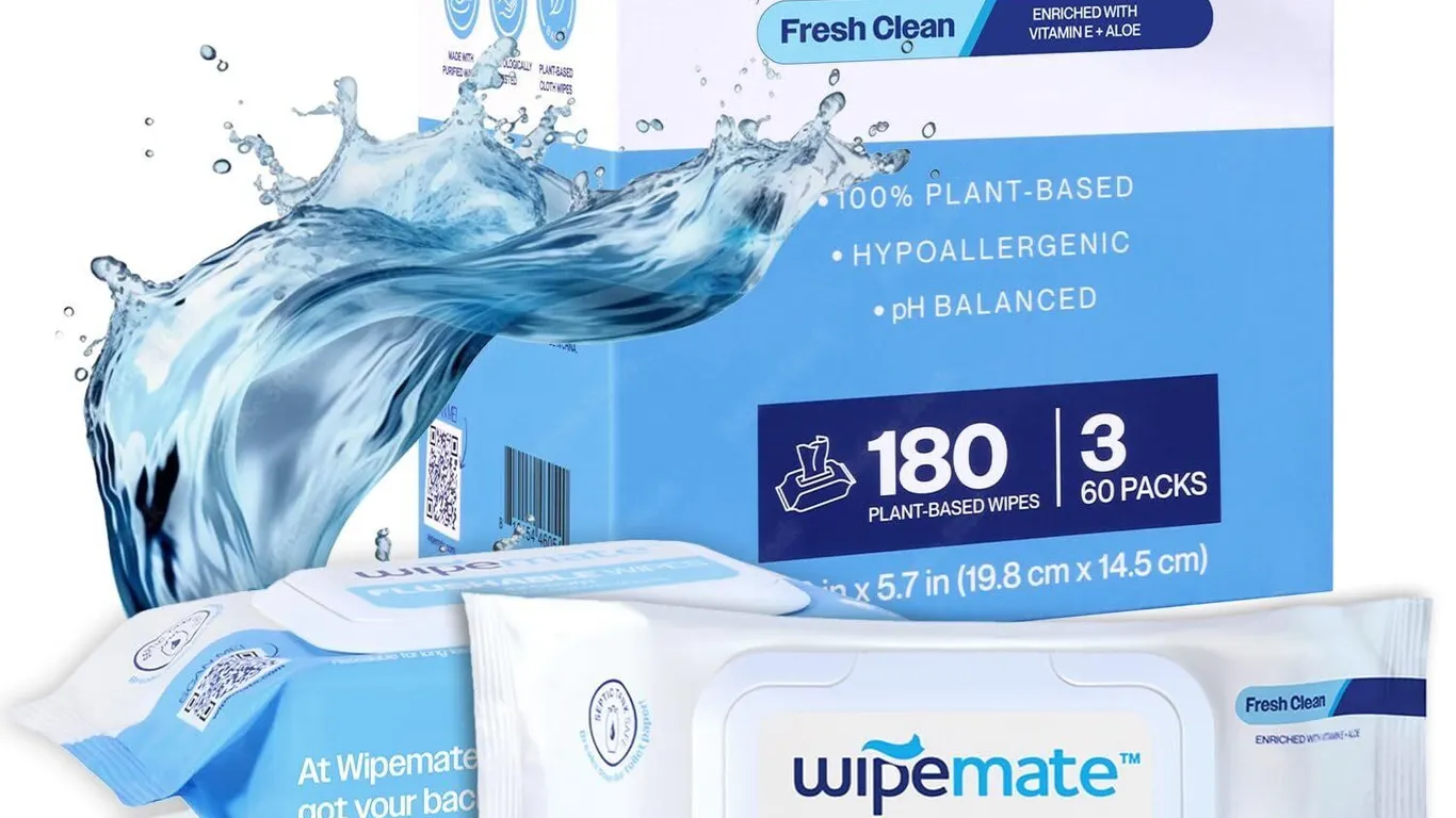 New Wipemate ULTRA Flushable Butt Wipes 180ct