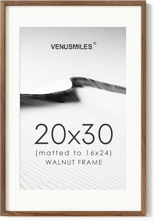 New $171 Walnut 20x30 Frame with Glass, 16x24...
