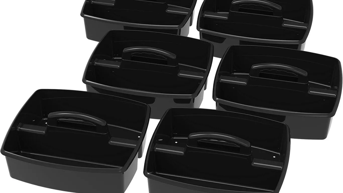 New $78 6 Pack Storex Large Caddy, Black