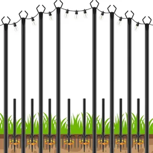 New $140 8 Pack 10ft String Light Poles