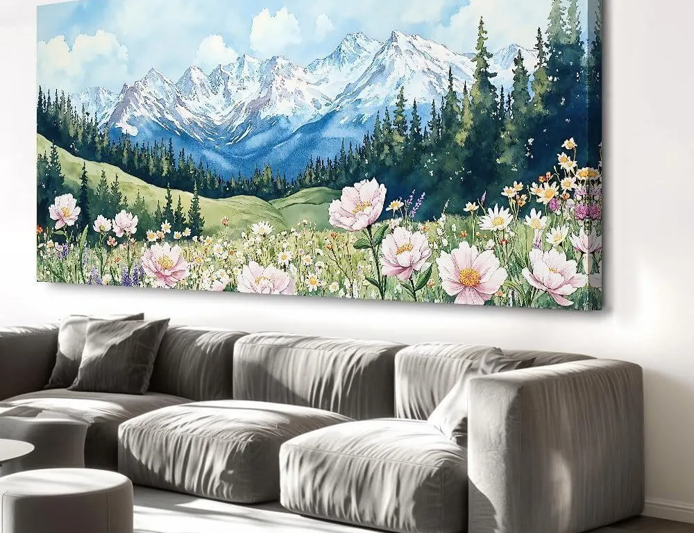 New $80 Sea of Flowers Reflecting Snowy Peaks...