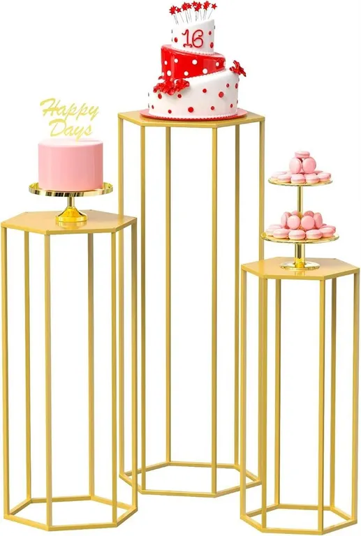 New $120 NEW 3-Pc Set Gold Wokceer Hexagon...