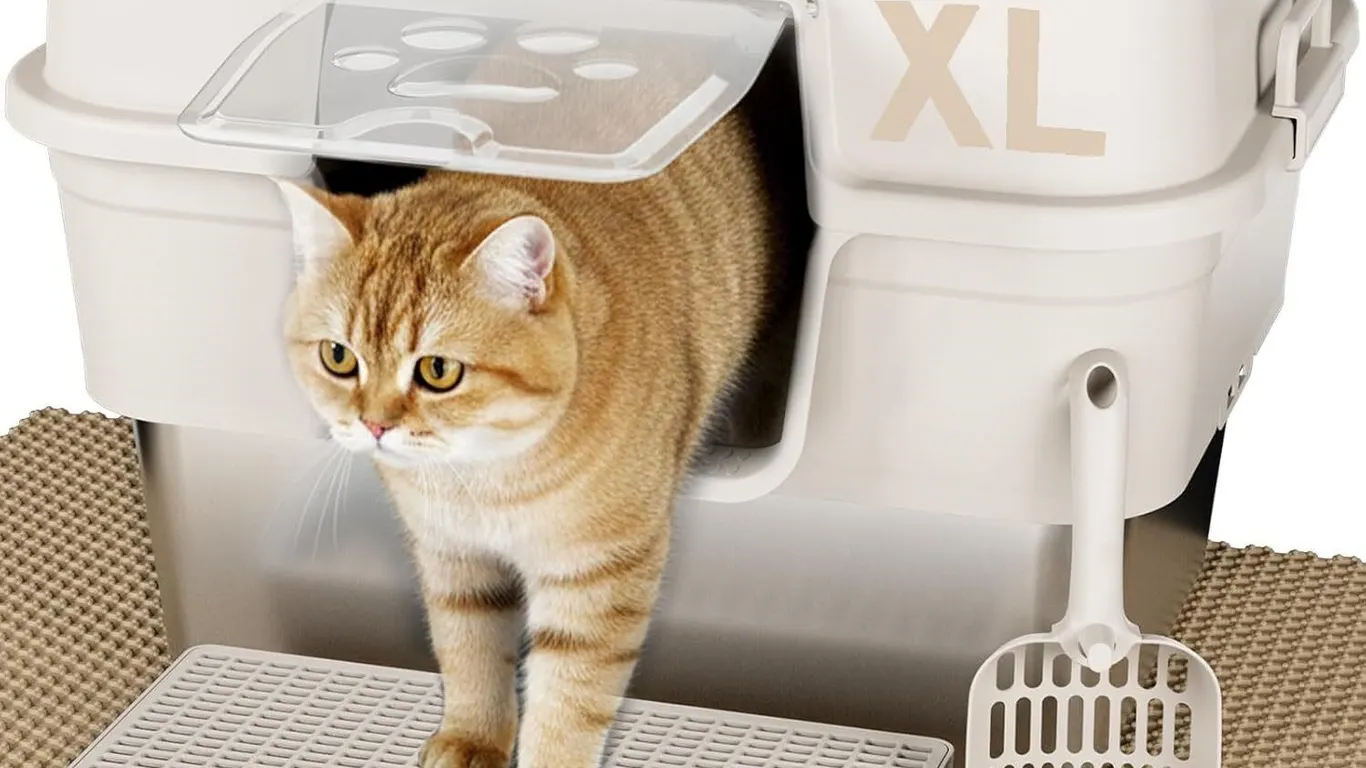 New $90 Stainless Steel Litter Box with Lid, XL...
