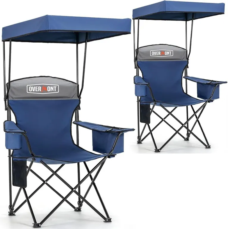 NEW $150 (2 Pk) Camping Chairs w/ Canopy Shade