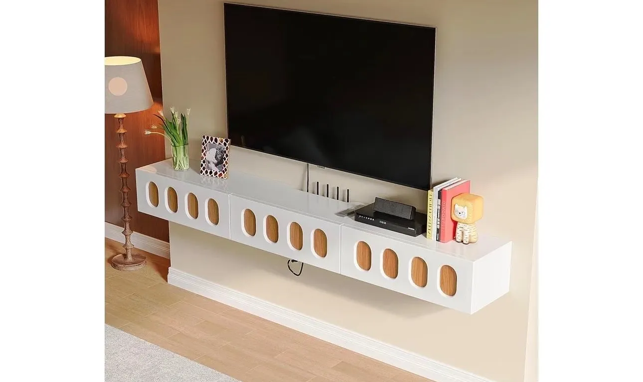 $470 Fully-Assembled Floating TV Stand,
